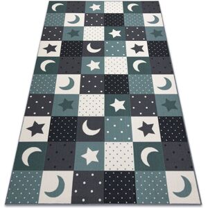 Rugsx - Carpet for kids stars children's turquoise / grey blue 100x400 cm Rugsx - Carpet for kids stars children's turquoise / grey blue 100x400 cm