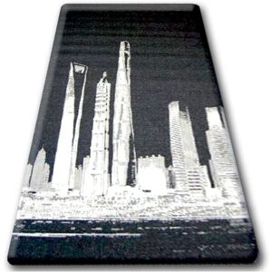 Floorlux 20240 Black / Silver Carpet - Durable Polypropylene Rectangular Rug Floorlux 20240 Black / Silver Carpet - Durable Polypropylene Rectangular Rug