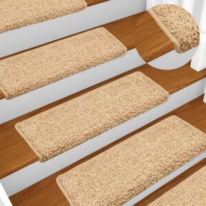 Stair Mats 15 pcs 65x21x4 cm Cream Rectangular Edge Vidaxl Stair Mats 15 pcs 65x21x4 cm Cream Rectangular Edge Vidaxl