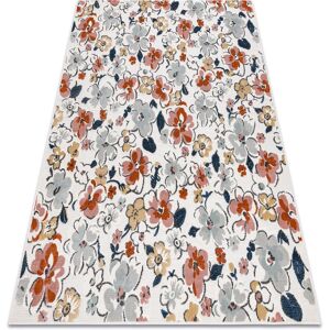 Rugsx - Carpet Structural botanic 65239 Flowers, flat woven on the balcony, terrace - ecru multicolour 176x270 cm Rugsx - Carpet Structural botanic 65239 Flowers, flat woven on the balcony, terrace - ecru multicolour 176x270 cm