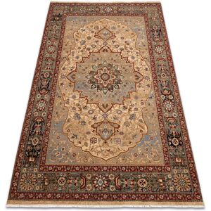 KESHAN Wool Carpet - Beige / Navy Natural Wool Rug KESHAN Wool Carpet - Beige / Navy Natural Wool Rug