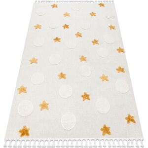 Rugsx - Carpet yoyo GD75 white / orange - Stars, circles for children, structural, sensory Fringes beige 200x290 cm Rugsx - Carpet yoyo GD75 white / orange - Stars, circles for children, structural, sensory Fringes beige 200x290 cm