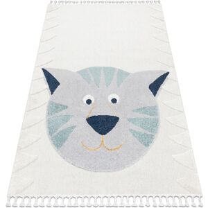 RUGSX Carpet YOYO GD80 white / grey - Tiger for children, structural, sensory Fringes beige 200x290 cm RUGSX Carpet YOYO GD80 white / grey - Tiger for children, structural, sensory Fringes beige 200x290 cm