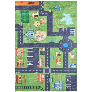 SWEEEK Children's Indoor Rug White with Mini City Print, Viny, 230x160x0.5 cm SWEEEK Children's Indoor Rug White with Mini City Print, Viny, 230x160x0.5 cm