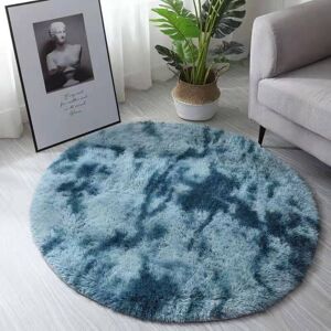 TEHTUY Cozy Sensation Round Rug, Shaggy Living Room Rug - Large Size Bedroom Bedside Rug, Modern Long Pile Carpet (Dark Blue, 80 cm) TEHTUY Cozy Sensation Round Rug, Shaggy Living Room Rug - Large Size Bedroom Bedside Rug, Modern Long Pile Carpet (Dark Blue, 80 cm)