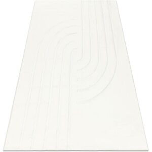 RugsX - White 11 Curves Washable Rug - Structured, Embossed, Plush - 80x150cm RugsX - White 11 Curves Washable Rug - Structured, Embossed, Plush - 80x150cm