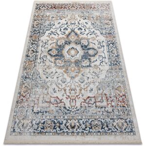 RUGSX DISTIN 0834A navy blue / blue / yellow / terracotta modern carpet - Ornament, vintage, fringes blue 140x190 cm RUGSX DISTIN 0834A navy blue / blue / yellow / terracotta modern carpet - Ornament, vintage, fringes blue 140x190 cm