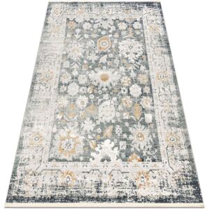 RugsX Distin Grey/White Modern Carpet - Vintage, Frame, Fringes RugsX Distin Grey/White Modern Carpet - Vintage, Frame, Fringes