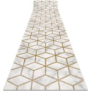 Rugsx - Exclusive emerald Runner 1014 glamour, stylish cube cream / gold 80 cm yellow 80x590 cm Rugsx - Exclusive emerald Runner 1014 glamour, stylish cube cream / gold 80 cm yellow 80x590 cm