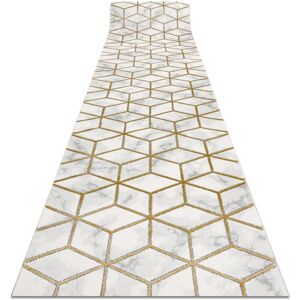 Rugsx - Exclusive emerald Runner 1014 glamour, stylish cube cream / gold 80 cm yellow 80x950 cm Rugsx - Exclusive emerald Runner 1014 glamour, stylish cube cream / gold 80 cm yellow 80x950 cm