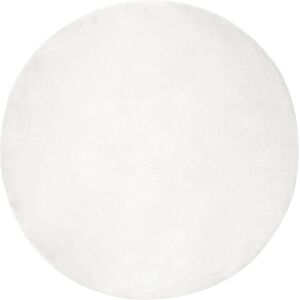 Faux Rabbit Fur Rug Olite White Ø 100 cm Polyester vidaXL Faux Rabbit Fur Rug Olite White Ø 100 cm Polyester vidaXL