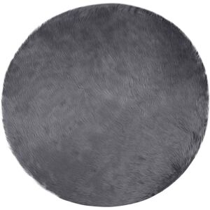 Faux Sheepskin Rug Tafalla Anthracite Ø 200 cm Polyester vidaXL Faux Sheepskin Rug Tafalla Anthracite Ø 200 cm Polyester vidaXL