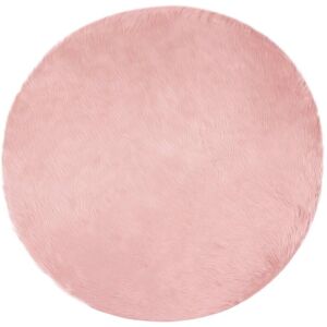 Faux Sheepskin Rug Tafalla Pink Ø 120 cm Polyester vidaXL Faux Sheepskin Rug Tafalla Pink Ø 120 cm Polyester vidaXL