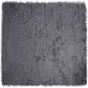 Faux Sheepskin Rug Tafalla Anthracite 200 x 200 cm Polyester vidaXL Faux Sheepskin Rug Tafalla Anthracite 200 x 200 cm Polyester vidaXL