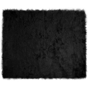 Faux Sheepskin Rug Tafalla Black 200 x 280 cm Polyester vidaXL Faux Sheepskin Rug Tafalla Black 200 x 280 cm Polyester vidaXL