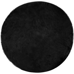 Faux Sheepskin Rug Tafalla Black Ø 120 cm Polyester vidaXL Faux Sheepskin Rug Tafalla Black Ø 120 cm Polyester vidaXL