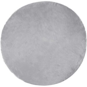 Faux Sheepskin Rug Tafalla Grey Ø 100 cm Polyester vidaXL Faux Sheepskin Rug Tafalla Grey Ø 100 cm Polyester vidaXL