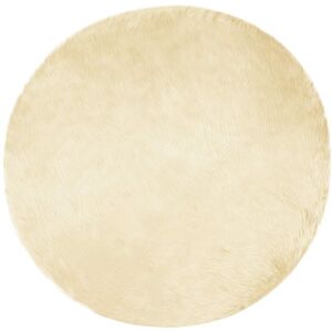 Faux Sheepskin Rug Tafalla Cream Ø 100 cm Polyester vidaXL Faux Sheepskin Rug Tafalla Cream Ø 100 cm Polyester vidaXL