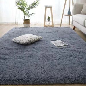 Grey bedroom/living room rug, suede bedroom rug measuring 160 x 200 cm, soft bedside rug Grey bedroom/living room rug, suede bedroom rug measuring 160 x 200 cm, soft bedside rug