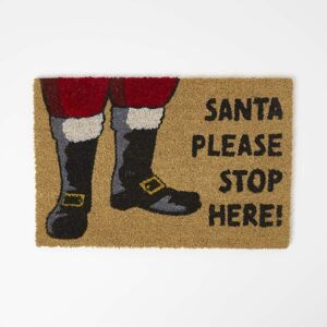 HOMESCAPES Santa Stop Here' Rubber & Coir Doormat, 40 x 60 cm HOMESCAPES Santa Stop Here' Rubber & Coir Doormat, 40 x 60 cm