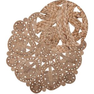 Beliani Beige Jute Round Area Rug - 120cm - Rustic Living Room Beliani Beige Jute Round Area Rug - 120cm - Rustic Living Room