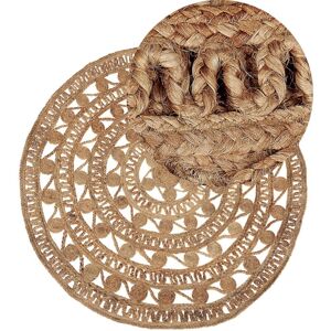 Beliani Beige Round Jute Area Rug - Round 140cm - Rustic Boho Style Beliani Beige Round Jute Area Rug - Round 140cm - Rustic Boho Style