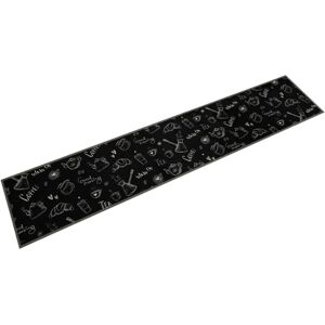 Kitchen Rug Washable Morning Black 60x300 cm Velvet Vidaxl Kitchen Rug Washable Morning Black 60x300 cm Velvet Vidaxl