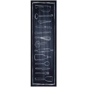 Kitchen Rug Toile Black 150 x 45 cm Velvet vidaXL Kitchen Rug Toile Black 150 x 45 cm Velvet vidaXL