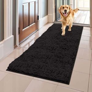 SJQKA Microfiber Pet Doormat & Rug, Highly Absorbent, Non-Slip, Thick, Washable, Soft Chenille, Indoor & Outdoor, 90 x 150 cm - Black SJQKA Microfiber Pet Doormat & Rug, Highly Absorbent, Non-Slip, Thick, Washable, Soft Chenille, Indoor & Outdoor, 90 x 150 cm - Black