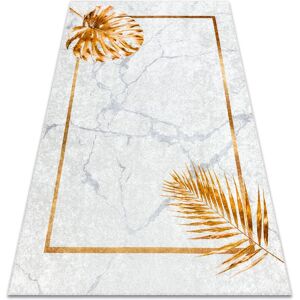 RugsX MIRO 51518.806 washable carpet Leaves, anti-slip frame - grey / gold - Rug RugsX MIRO 51518.806 washable carpet Leaves, anti-slip frame - grey / gold - Rug