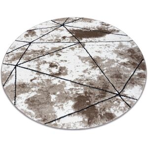 RUGSX Modern carpet cozy Polygons Circle, geometric, triangles - structural two levels of fleece, brown brown round 200 cm RUGSX Modern carpet cozy Polygons Circle, geometric, triangles - structural two levels of fleece, brown brown round 200 cm