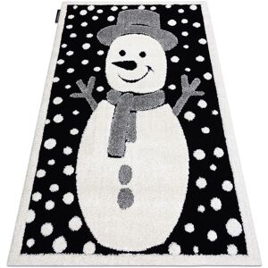 Rugsx - Modern children's carpet joy Snowman, for children - structural two levels of fleece black / cream black 160x220 cm Rugsx - Modern children's carpet joy Snowman, for children - structural two levels of fleece black / cream black 160x220 cm