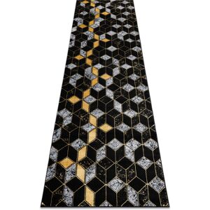 Rugsx - Modern gloss Carpet, Runner 400B 86 stylish, glamour, art deco, 3D geometric black / gold black 80x250 cm Rugsx - Modern gloss Carpet, Runner 400B 86 stylish, glamour, art deco, 3D geometric black / gold black 80x250 cm