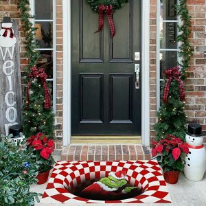 Dewdat - Non-slip Christmas Decoration Door Mat, 3D Optical Illusion Red Fluffy Carpet, 40cm60cm Dewdat - Non-slip Christmas Decoration Door Mat, 3D Optical Illusion Red Fluffy Carpet, 40cm60cm