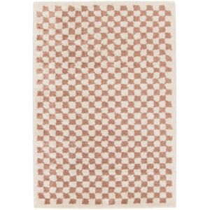 Sweeek Pink and Cream Rug - Long Pile Damier Style Interior Mat Sweeek Pink and Cream Rug - Long Pile Damier Style Interior Mat