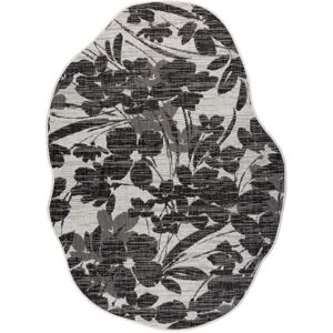 RUGSX ORGANIC 2735 sisal carpet Flowers ecru / black – natural, modern irregular shape black 120x170 cm RUGSX ORGANIC 2735 sisal carpet Flowers ecru / black – natural, modern irregular shape black 120x170 cm