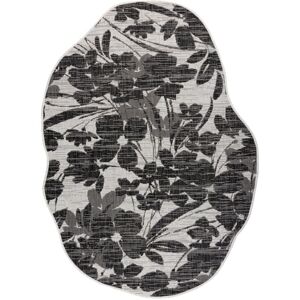 RUGSX ORGANIC 2735 sisal carpet Flowers ecru / black – natural, modern irregular shape black 133x190 cm RUGSX ORGANIC 2735 sisal carpet Flowers ecru / black – natural, modern irregular shape black 133x190 cm