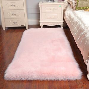 LIVINGANDHOME Rectangle Faux Fur Sheepskin Floor Rug, Pink 60x90CM LIVINGANDHOME Rectangle Faux Fur Sheepskin Floor Rug, Pink 60x90CM