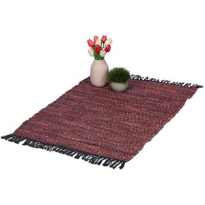 Relaxdays - Boho Runner Rug, Cotton and Leather, Non-Slip, Hand-Woven, with Tassels, for Living Area, 60x100 cm, Burgundy Relaxdays - Boho Runner Rug, Cotton and Leather, Non-Slip, Hand-Woven, with Tassels, for Living Area, 60x100 cm, Burgundy