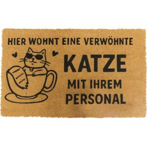 Relaxdays Coconut Doormat 60x40, Pampered Cat Design, Non-slip, Weatherproof, Indoor & Outdoor Mat, Natural Relaxdays Coconut Doormat 60x40, Pampered Cat Design, Non-slip, Weatherproof, Indoor & Outdoor Mat, Natural