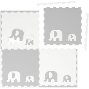 Relaxdays - Puzzle Mat, 4-Piece Play Rug for Babies with an Edge, Elephant Design, Non-Toxic Foam, 60 x 60 cm, White/Grey Relaxdays - Puzzle Mat, 4-Piece Play Rug for Babies with an Edge, Elephant Design, Non-Toxic Foam, 60 x 60 cm, White/Grey