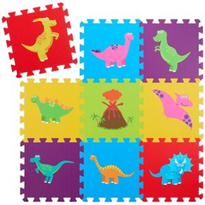 Relaxdays - Puzzle Playmat, 3x3 Baby Crawling with Edge, Dinosaurs, Non-toxic Foam Pad, hwd: 1 x 86 x 86 cm, Colourful Relaxdays - Puzzle Playmat, 3x3 Baby Crawling with Edge, Dinosaurs, Non-toxic Foam Pad, hwd: 1 x 86 x 86 cm, Colourful