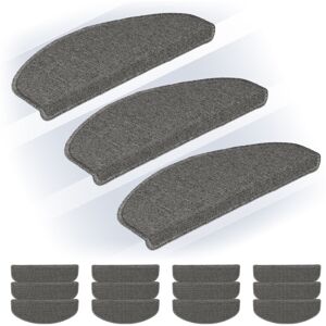 Relaxdays - Stair Treads, Set of 15, Rounded Step Mats, 65 x 24 cm, Self-adhesive, Non-Slip, Carpet Runner, Grey Relaxdays - Stair Treads, Set of 15, Rounded Step Mats, 65 x 24 cm, Self-adhesive, Non-Slip, Carpet Runner, Grey