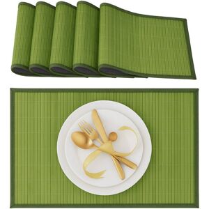 Relaxdays - Place Mat Set, 6x Coaster, Tableware, Drinks, Table Protector, Square, 45 x 30 cm, Bamboo, Stylish, Green Relaxdays - Place Mat Set, 6x Coaster, Tableware, Drinks, Table Protector, Square, 45 x 30 cm, Bamboo, Stylish, Green