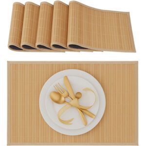 Relaxdays - Set of 12 Place Mats, Bamboo, Non-Slip Placemats, Table Settings, Washable, 30 x 45 cm, Natural Relaxdays - Set of 12 Place Mats, Bamboo, Non-Slip Placemats, Table Settings, Washable, 30 x 45 cm, Natural