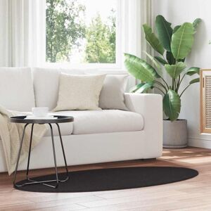 vidaXL 80 x 150 cm Rug - Modern Non-Slip Polyester Black Rug vidaXL 80 x 150 cm Rug - Modern Non-Slip Polyester Black Rug