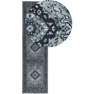 Beliani Grey Polyester Runner Rug - 80x300cm Oriental Hallway Carpet Beliani Grey Polyester Runner Rug - 80x300cm Oriental Hallway Carpet