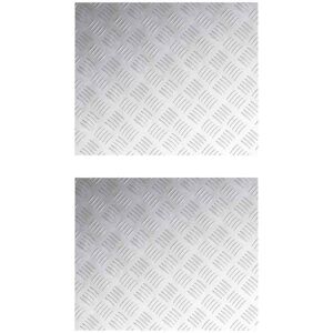 Checker Plates 2 pcs Silver 60 x 50 cm Aluminium vidaXL Checker Plates 2 pcs Silver 60 x 50 cm Aluminium vidaXL