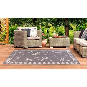 LORD OF RUGS Terrace Dragonfly Flatweave Outdoor Indoor Bordered Silver/Grey Rug in 150 x 230 cm (4'x11''x7'7'') LORD OF RUGS Terrace Dragonfly Flatweave Outdoor Indoor Bordered Silver/Grey Rug in 150 x 230 cm (4'x11''x7'7'')