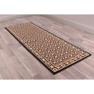 Lord Of Rugs - Traditional Poly Esta Bordered Classical Floral Black Rug Floor Mat Carpet Hallway 70 x 200 cm (2'4''x6'7'') Runner Lord Of Rugs - Traditional Poly Esta Bordered Classical Floral Black Rug Floor Mat Carpet Hallway 70 x 200 cm (2'4''x6'7'') Runner
